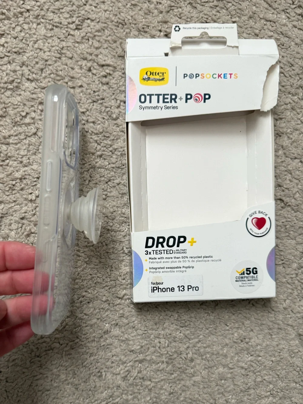 OtterBox Clear Symmetry Series Phone Case with Clear PopSocket for iPhone 13 Pro